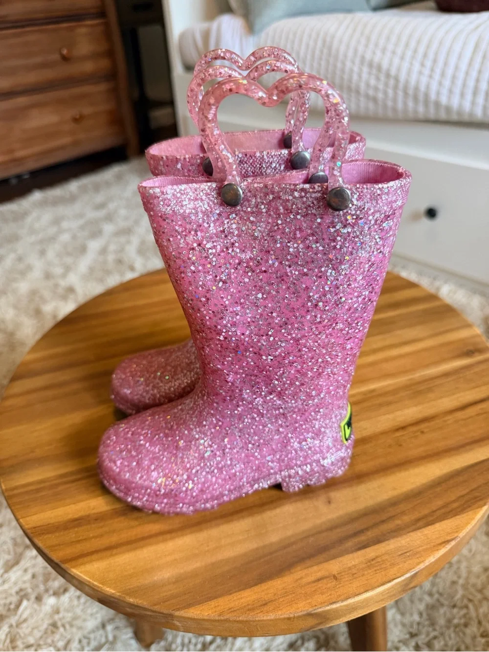 Western chief toddler size 7 light up.  Pink Glitter - Sparkle rain boots